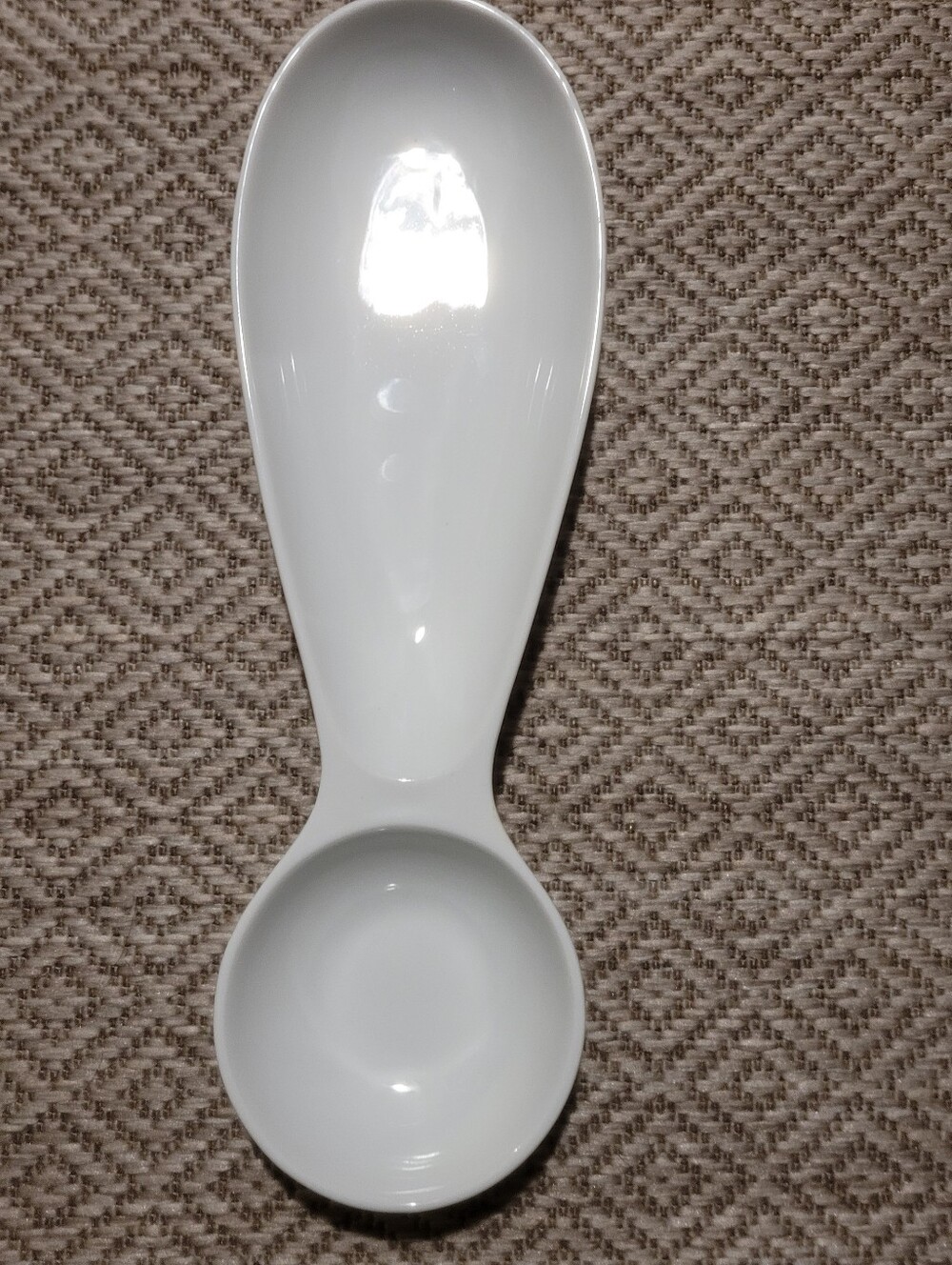 Vintage Crate & Barrel White Porcelain Double Spoon Rest / Utensil Holder